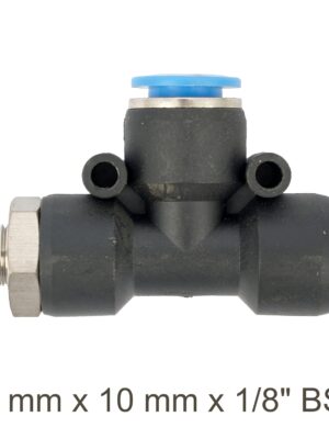 PU HOSE FITTING TEE 10MM X 10MM X 1/8'M