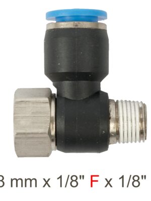 PU HOSE FITTING TEE 8MM X 1/8'F X 1/8'M