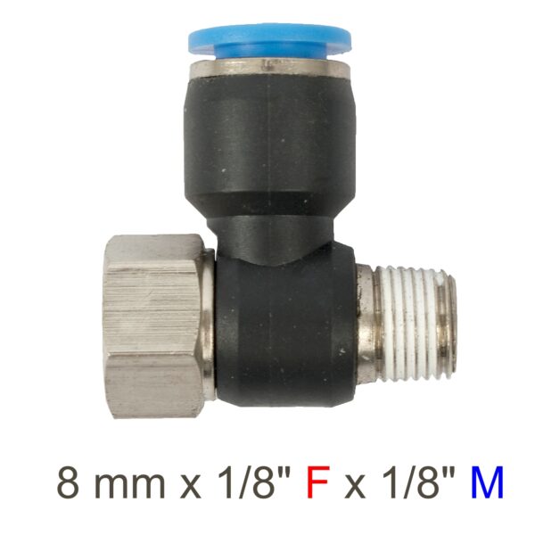 PU HOSE FITTING TEE 8MM X 1/8'F X 1/8'M