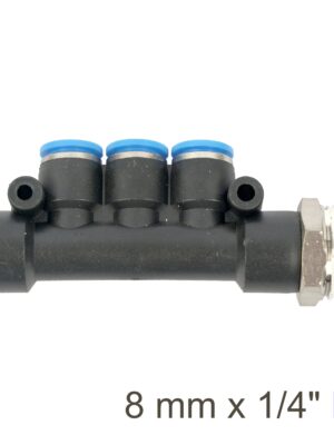 SG20APKD08-02.jpg PU HOSE FITTING MANIFOLD 4 X 8MM PORT X 1/4'M