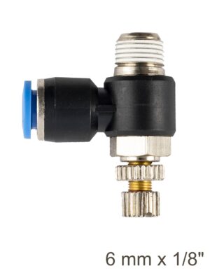 FLOW CONTROL SWIV. ELBOW PU 6MM X 1/8' M
