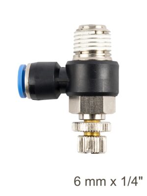FLOW CONTROL SWIV. ELBOW PU 6MM X 1/4' M