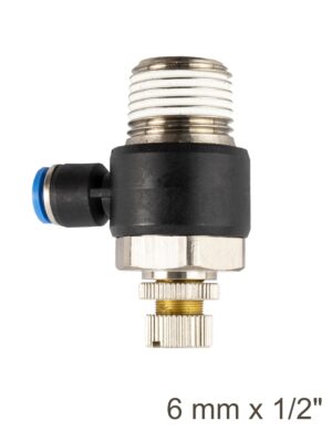 FLOW CONTROL SWIV. ELBOW PU 6MM X 1/2' M