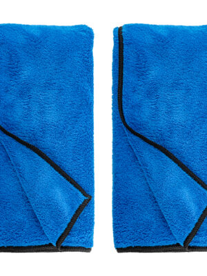 MICROFIBRE CLOTH FLEECE DRY TOWEL BLUE 400MM X 600MM 280GSM 2PC