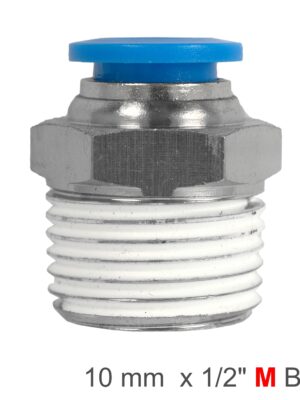 PU HOSE FITTING STRAIGHT STUD 10MM-1/2 M