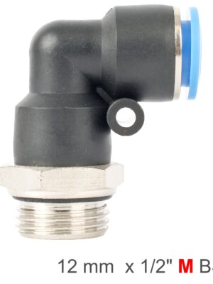 ELBOW W/O-RING 12MM-1/2 M PU HOSE FITTING