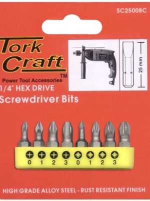 INSERT BIT SET PH & PZ 8PCE SIZES 0 1 2 3 25MM PHILLIPS POZI