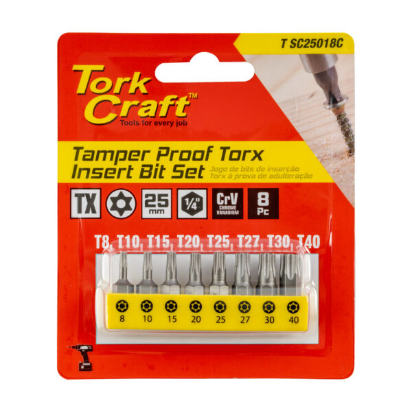 T20SC25018C.jpg INSERT BIT SET 8PCE TORX TAMPER RESISTANT TX 8 10 15 20 25 27 30 40