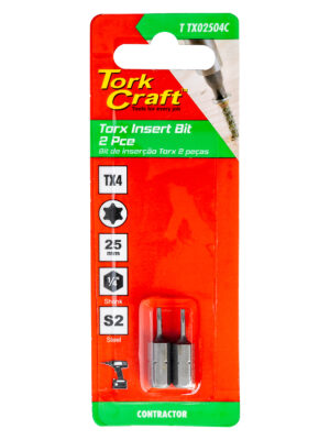TORX TX 4 CLASSIC INSERT BIT 25MM 2PC CARDED