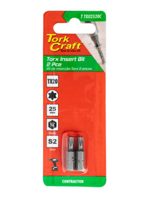 T20TX02520C.jpg TORX TX 20 CLASSIC INSERT BIT 25MM 2PC CARDED