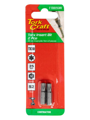 T20TX02530C.jpg TORX TX 30 CLASSIC INSERT BIT 25MM 2PC CARDED
