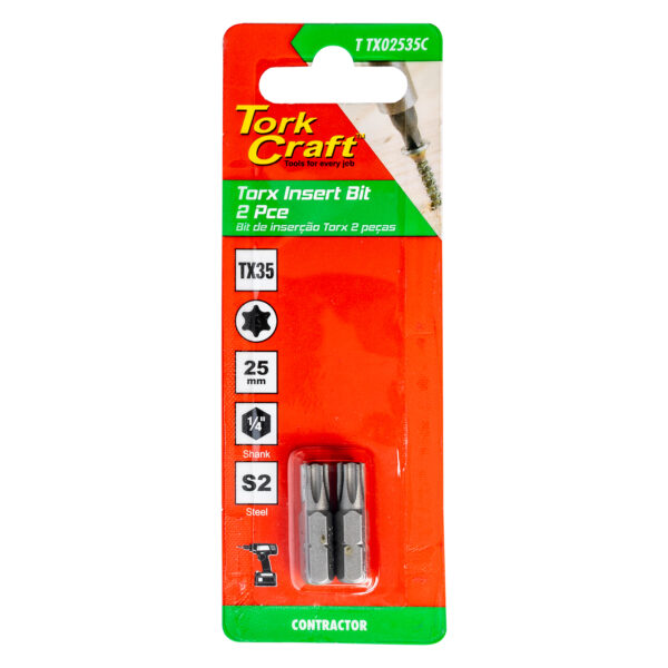 T20TX02535C.jpg TORX TX 35 CLASSIC INSERT BIT 25MM 2PC CARDED