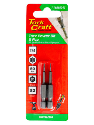 TORX TX 4 CLASSIC POWER BIT 50MM 2PC CARDED
