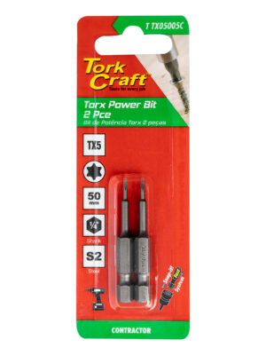 TORX TX 5 CLASSIC POWER BIT 50MM 2PC CARDED