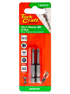 T20TX05015C.jpg TORX TX 15 CLASSIC POWER BIT 50MM 2PC CARDED