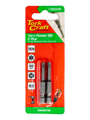 T20TX05020C.jpg TORX TX 20 CLASSIC POWER BIT 50MM 2PC CARDED