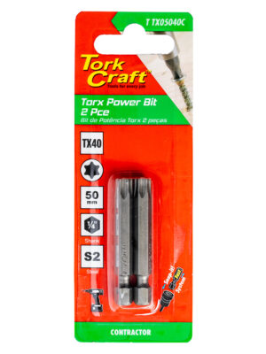 TORX TX 40 CLASSIC POWER BIT 50MM 2PC CARDED