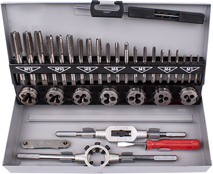 T9322.jpg TAP AND DIE SET 32PCE 3-12MM HSS IN STEEL CASE