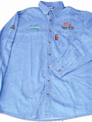 VERMONT MENS LONG SLEEVED DENIM SHIRT STONE WASHED LARGE
