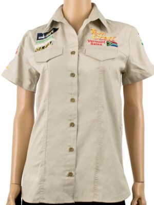 VERMONT LADIES PIGEON CAP SLEEVE BLOUSE STONE SMALL