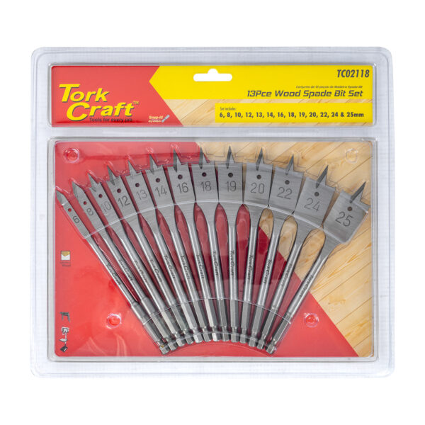 TC02118.jpg SPADE BIT SET 13PCE DOUBLE BLISTER