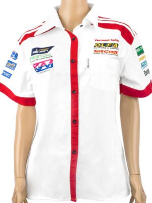 VERMONT LADIES - WHITE/RED COTTON SHIRT - X-LARGE
