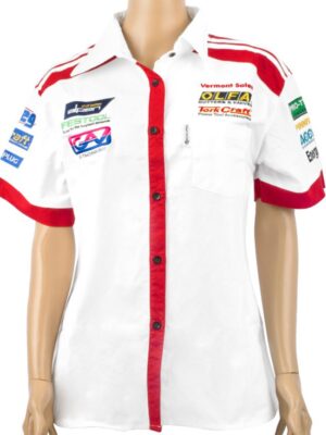VERMONT LADIES - WHITE/RED COTTON SHIRT - 4X-LARGE