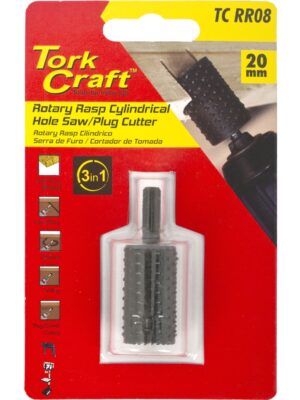 3 IN 1 ROTARY RASP CYL. / HOLE SAW / PLUG CUTTER 20MM X 35MM