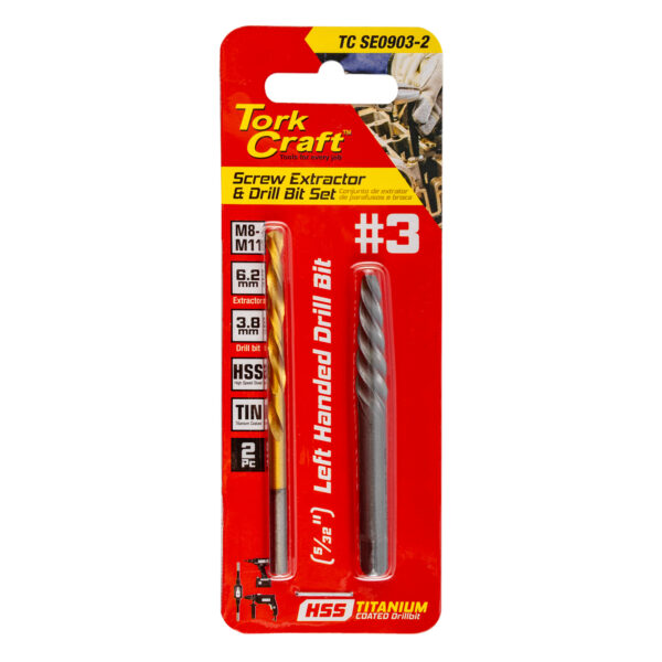 TC20SE0903-2.jpg SCREW EXTRACTOR SET 2PC NO.3 WITH LEFT HAND DRILL BIT