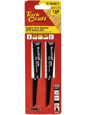 SABRE SAW BLADE 150 X 4.3MM 6TPI WOOD 2PC