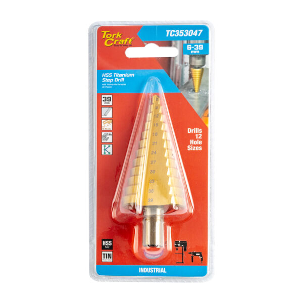 TC353047.jpg STEP DRILL HSS 6-39MM M2 CARDED
