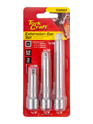 EXTENTION BAR 3PC SET 1/4' 50/75/100MM