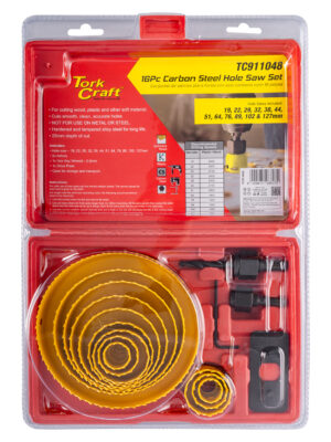 HOLE SAW SET CARBON STEEL 16PCE 19 - 127mm