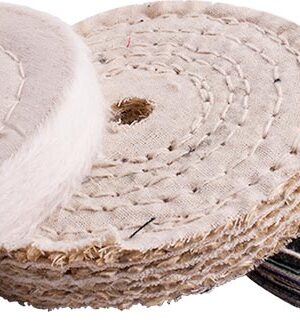 BUFFING WHEEL KIT 3PCS 100MM WHITE & DENIM STICHED & SISAL POLISHING