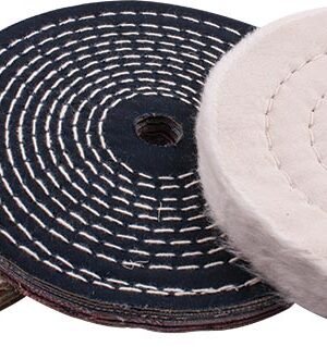 BUFFING WHEEL KIT 3PCS 150MM WHITE & DENIM STICHED & SISAL POLISHING