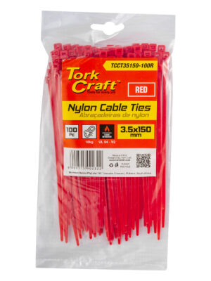 NYLON CABLE TIES 3.5MM x 150MM RED 100PC