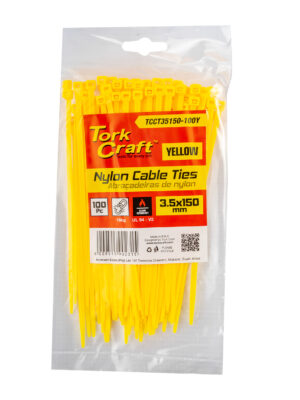 TCCT35150-100Y.jpg NYLON CABLE TIES 3.5MM x 150MM YELLOW 100PC