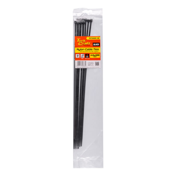 TCCT48400-10B.jpg NYLON CABLE TIES 4.8MM X 400MM BLACK 10PC
