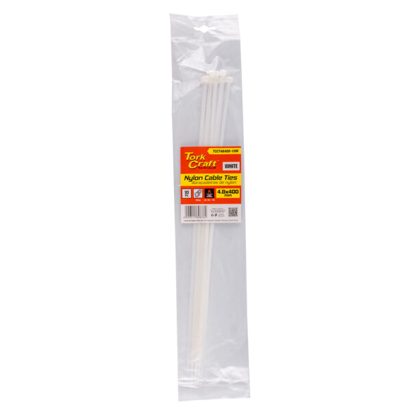 TCCT48400-10W.jpg NYLON CABLE TIES 4.8MM X 400MM WHITE 10PC