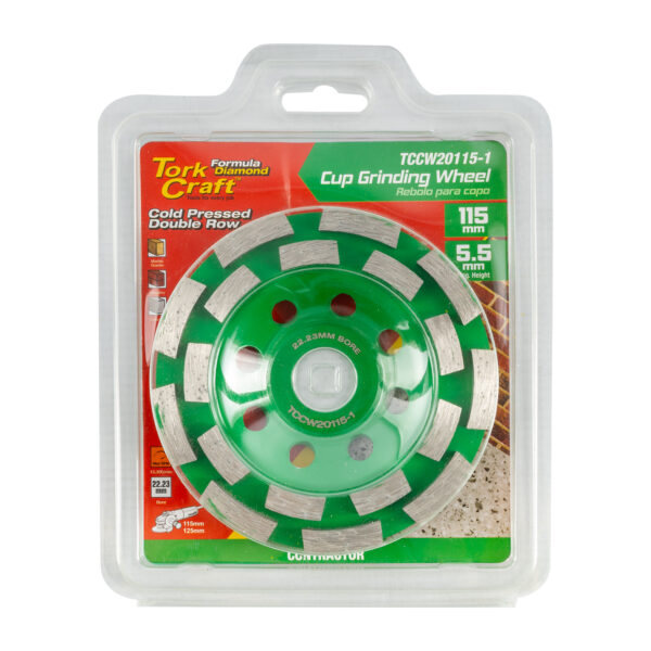 DIA. CUP WHEEL 115MM X 22.23MM DBL ROW COLD PRESSED CONTRACTOR