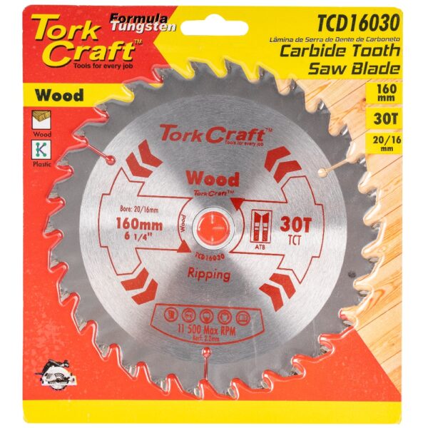 TCD16030.jpg BLADE TCT 160 X 30T 20/16 GENERAL PURPOSE COMBINATION WOOD