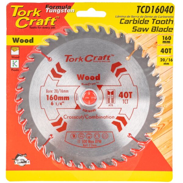 TCD16040.jpg BLADE TCT 160 X 40T 20/16 GENERAL PURPOSE COMBINATION