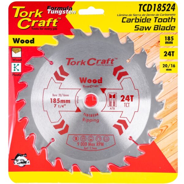 TCD18524.jpg BLADE TCT 185 X 24T 20/16 GENERAL PURPOSE RIP
