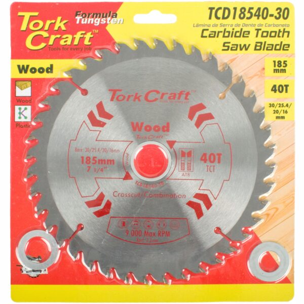 TCD18540-30.jpg BLADE TCT 185 X 40T 30/20/16/1 GENERAL PURPOSE COMBINATION