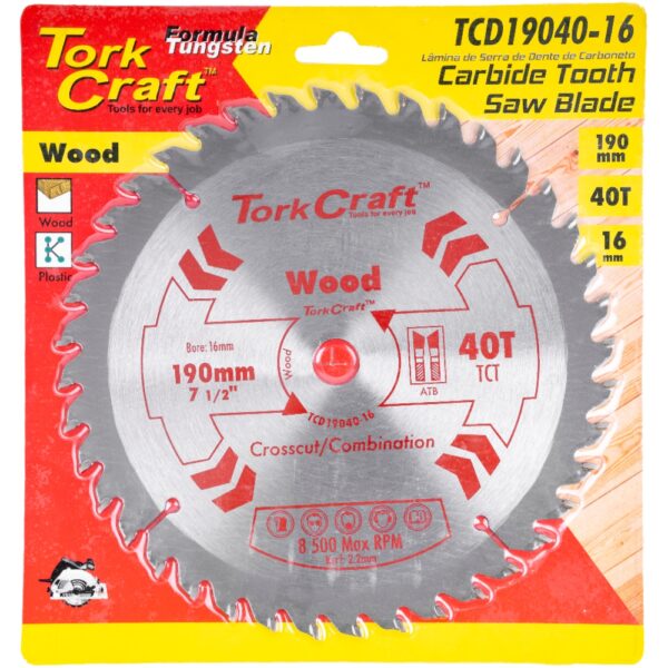 TCD19040-16.jpg BLADE 190 X 40T 16MM GENERAL PURPOSE COMBINATION