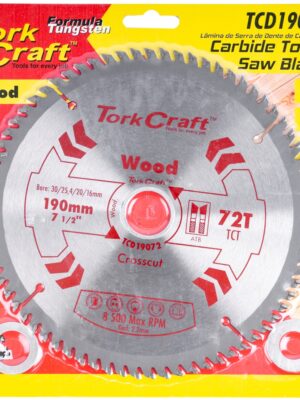 BLADE TCT 190 X 72T 30/25.4/20/16MM GENERAL PURPOSE CROSS CUT SMOOTH
