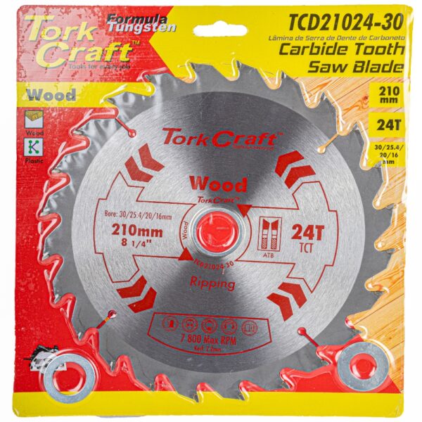 TCD21024-30.jpg BLADE TCT 210 X 24T 30-1-20-16 GENERAL PURPOSE RIP