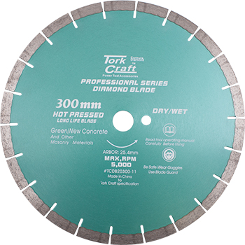TCDB20300-11.jpg DIAMOND BLADE 300 x 25.4MM GREEN / NEW CONCRETE HOT PRESSED SEGMENTED