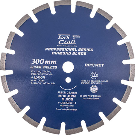 TCDB20300-14.jpg DIAMOND BLADE 300 x 25.4MM ASPHALT LASER WELDED SEGMENTED TAR