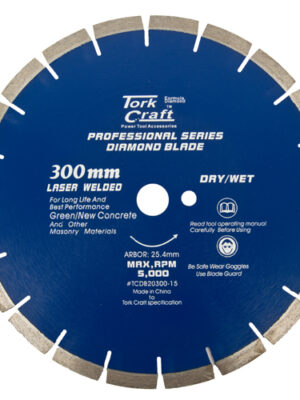DIAMOND BLADE 300 x 25.4MM GREEN / NEW CONCRETE LASER WELDED SEGMENTED